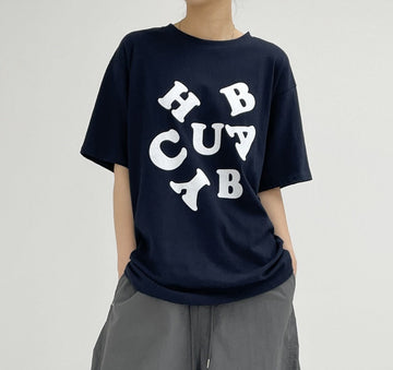 Alphabet Lettering Overfit Short Sleeve T-Shirt